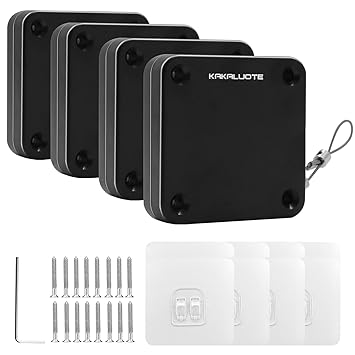 Punch-Free Automatic Sensor Door Closer, Multifunctional Automatic Door Closer, Residential Commercial Auto Door Closer with Drawstring, Closer Door for Internal, Home, Storm (4pack)