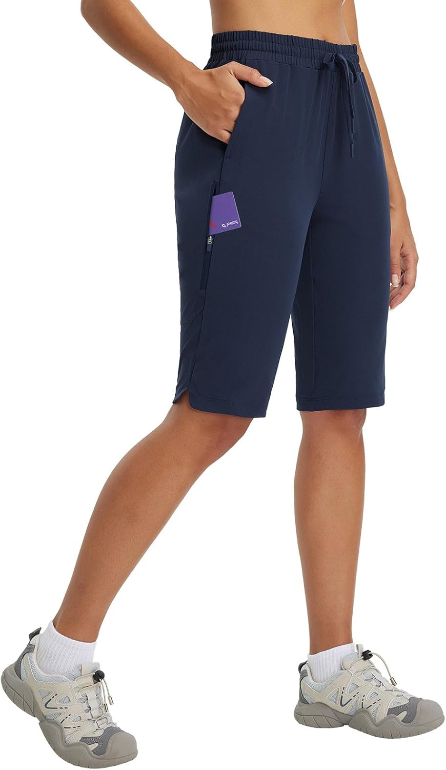 baleaf Women’s 13” Knee Length Hiking Shorts Quick Dry Water Resistant Lightweight Bermuda with Pockets
