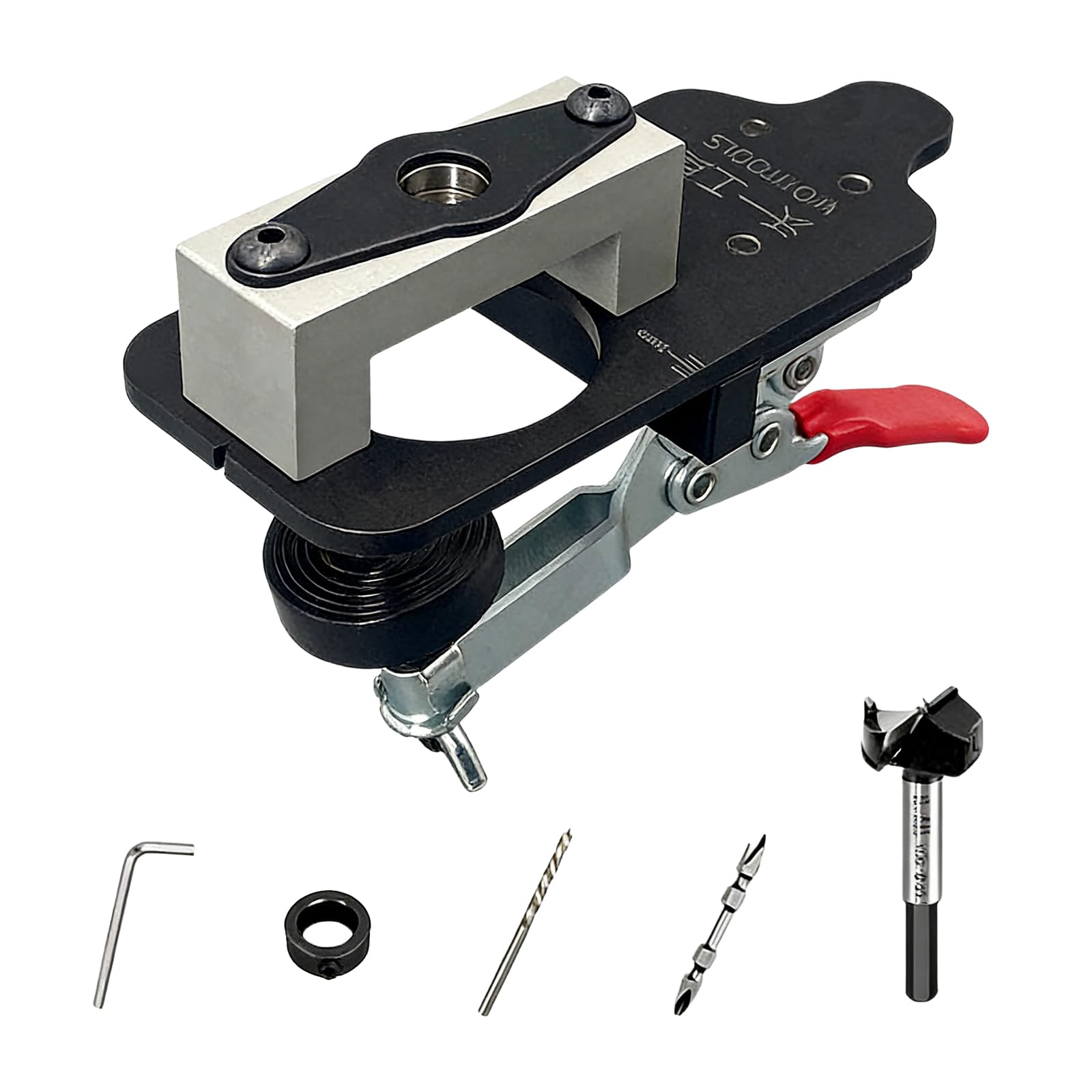 Zbiianxer Black Strong 35Mm Hinge Boring Device With Twin Bearings For Stable And Exact Woodworking Hinge Hole Marker