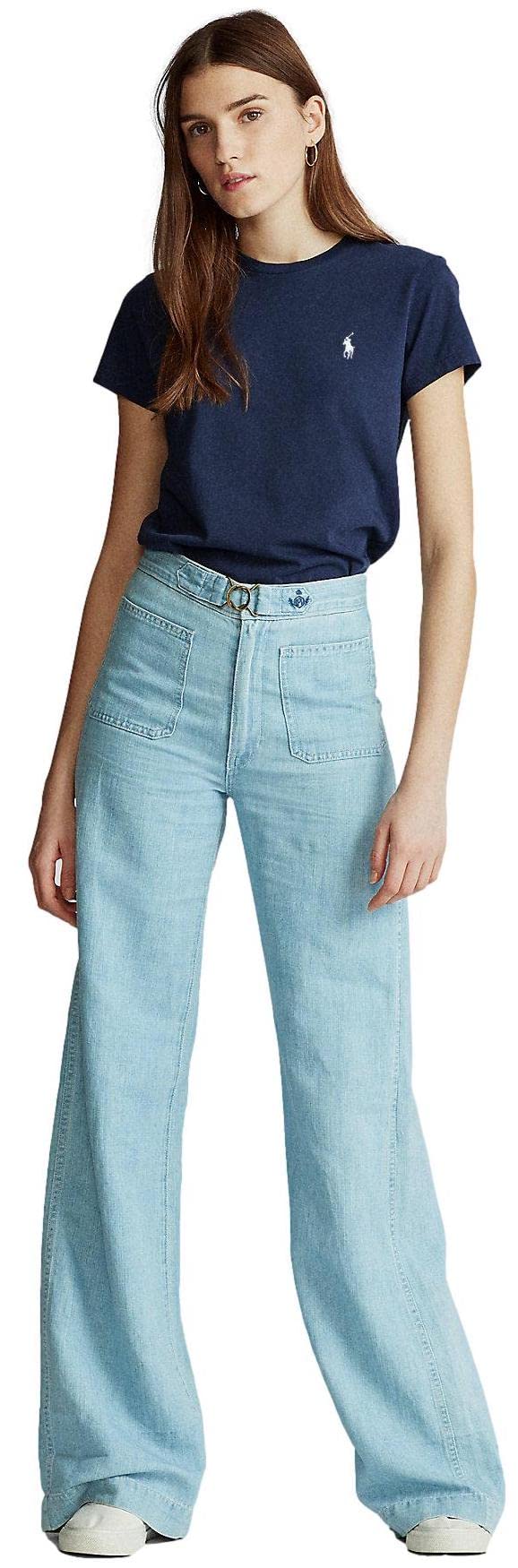 Polo Ralph Lauren Girocollo da Uomo, a Maniche Lunghe, Senza Colletto, vestibilità Classica con Logo