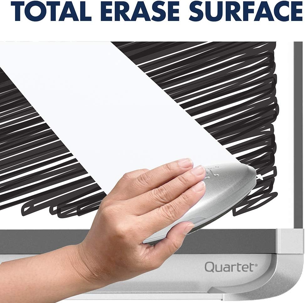 Hand erasing marks from the Total Erase surface of the whiteboard