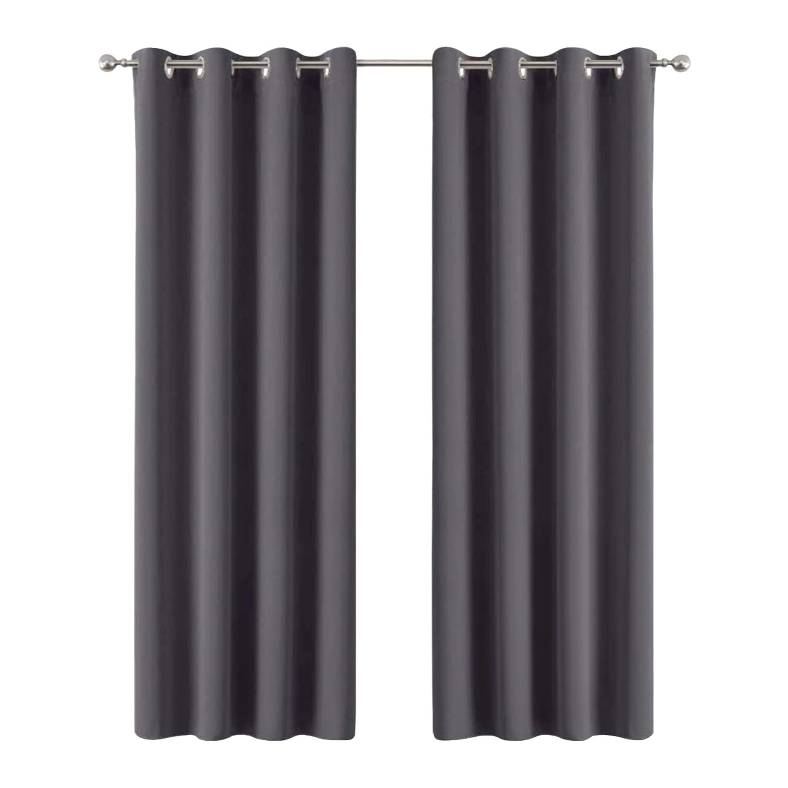 Tende Oscuranti per Interni 100 x 125 cm Freddo e Caldo, Attenuano I Rumori, 100% Poliestere, Drappeggio Morbido, Curtains Oscurante Ad Anelli Finestra da Letto Salotto, Grigio Scuro
