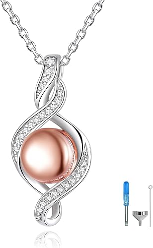 Collar de urna de plata de ley 925, colgante de cenizas conmemorativas, recuerdo conmemorativo, chapado en oro rosa, joyería de cremación para