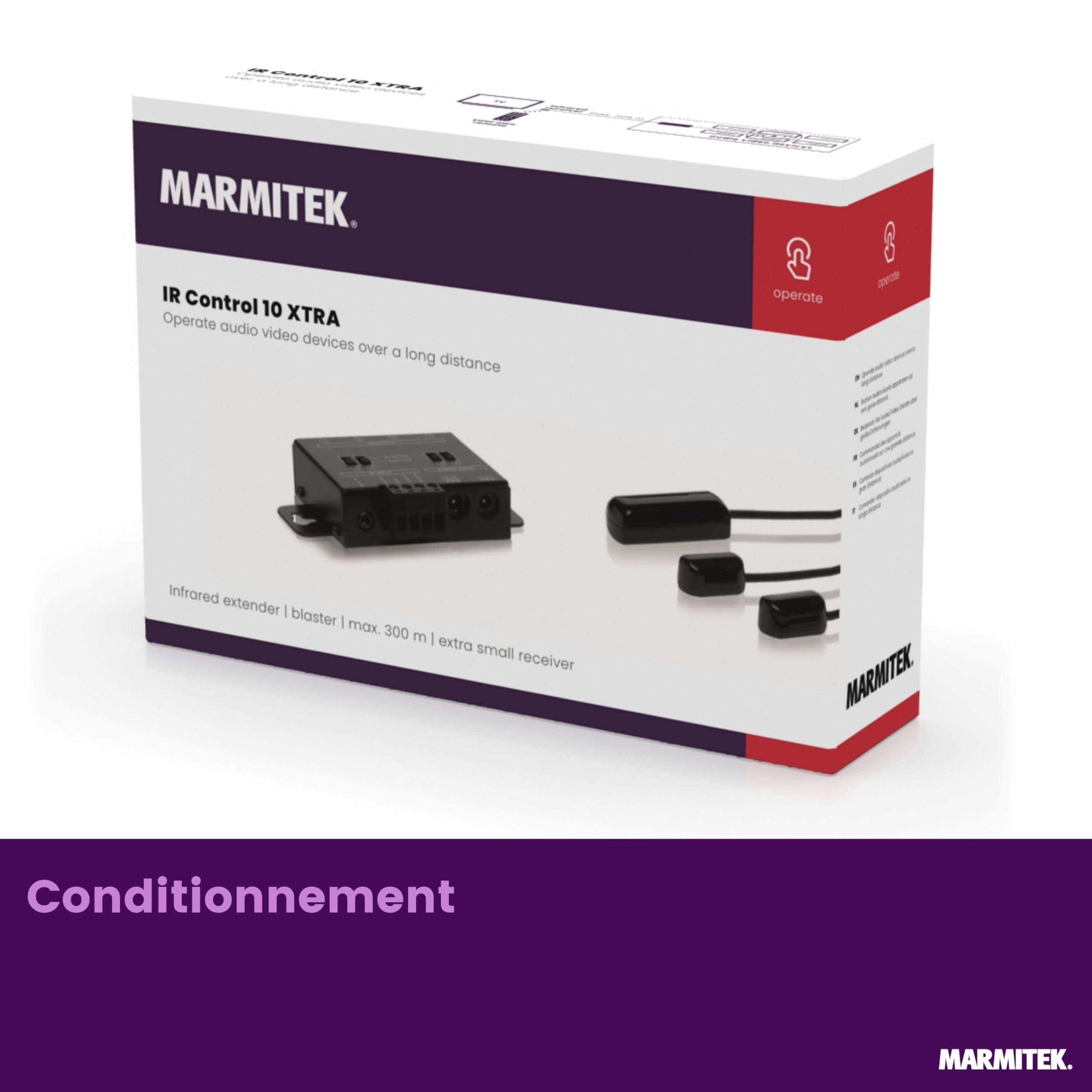 Extension Infrarouge Professionnel - Marmitek IR Control 10 XTRA - Blaster LED - max 300 m - Récepteur Extra Petit - Fonctionnement Des Appareils Dans une Armoire Fermée et à Une Plus Grande Distance