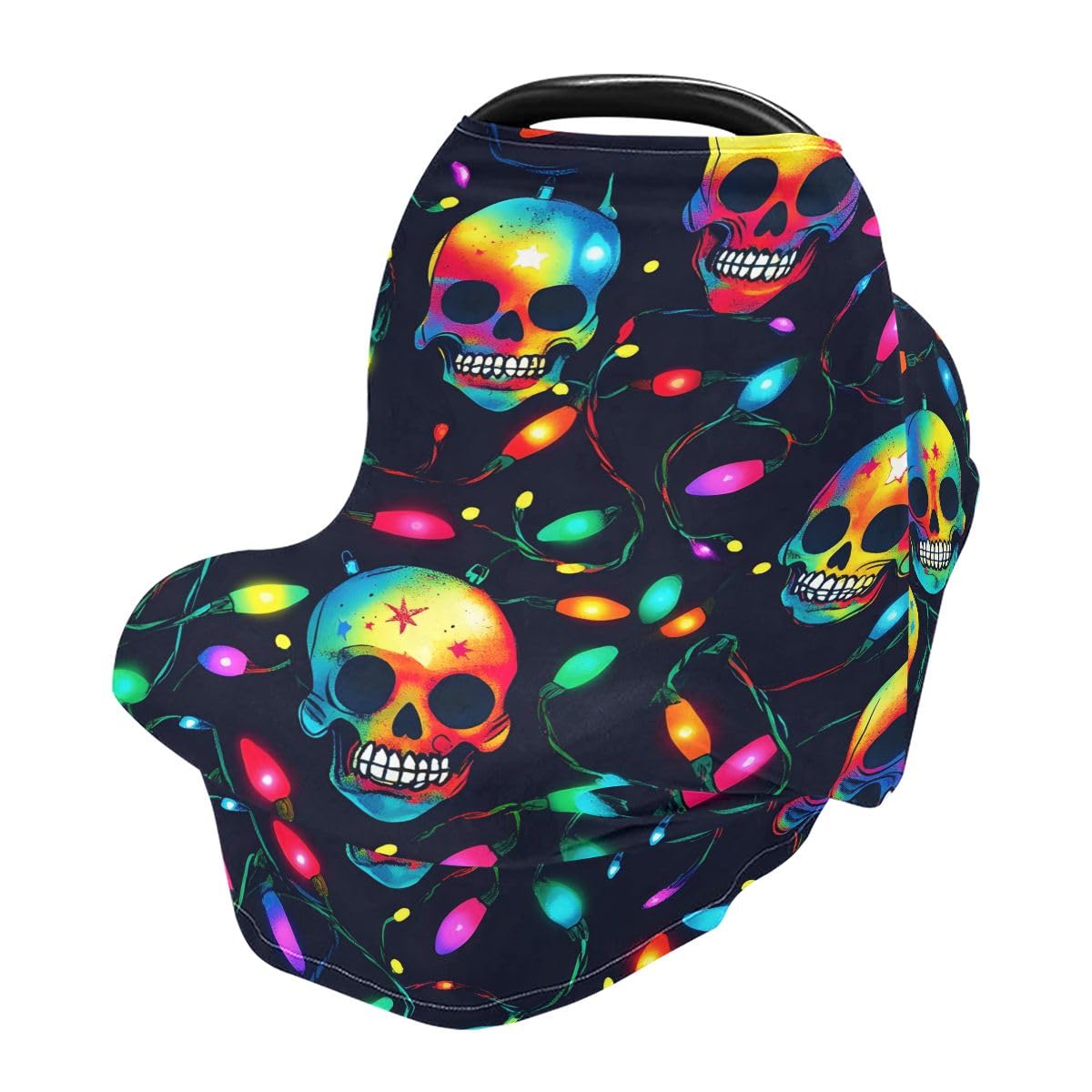 Baby Car Seat Canopy Covers Nursing Cover Stretchy Boys Girls Neon Skulls Carrier Cover Breastfeeding Cover Breathable