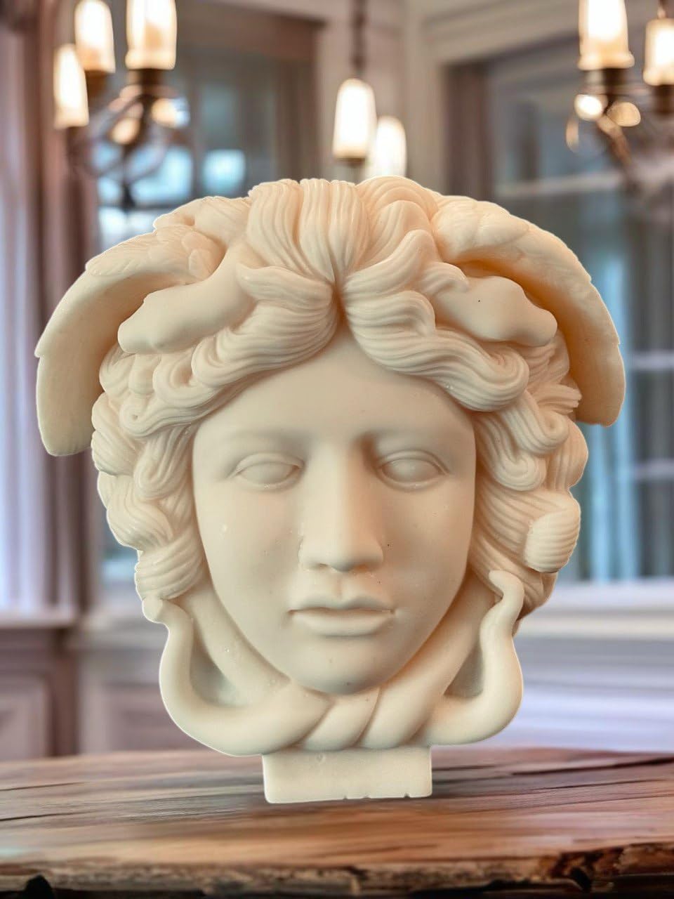 Extra Large Medusa Candle 3 lb – Hand-Poured Soy Wax Sculptural Candle, Aesthetic Home Decor, Statement Decorative Gift (White Oak Vanilla)