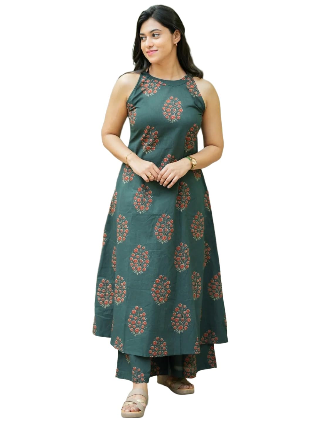 gosriki Co Ord Set for Women Viscose Printed | A-Line Kurta Palazzo Set for Woman | Round Close Neck Sleeveless Ethnic Dress Stylish Coord Outfit Trendy Womens Clothing-picture-45