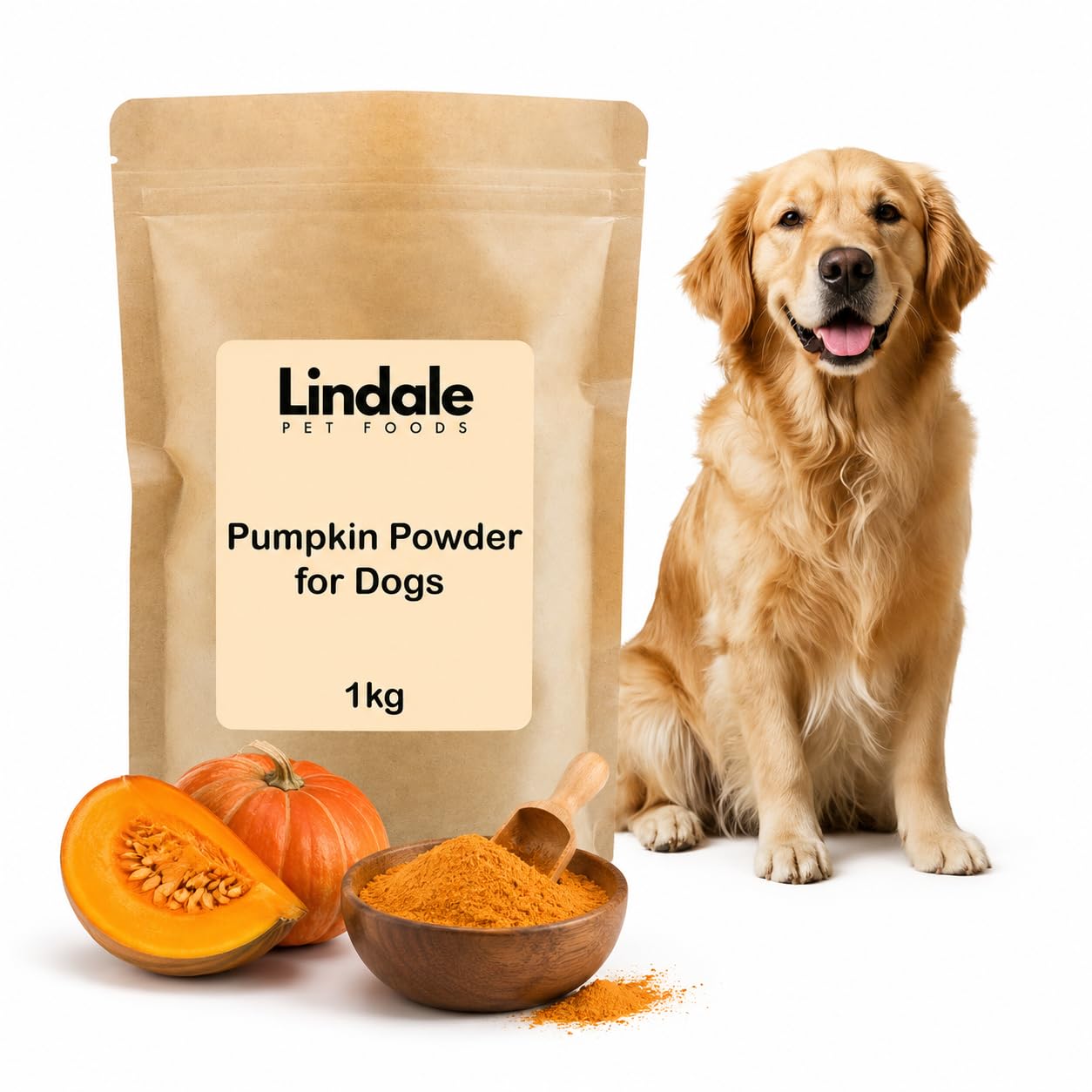 Pumpkin Powder for Dogs 1kg – 100% Pure, Natural & Nutrient-Rich Pumpkin Supplement, High in Fibre & Prebiotics by Lindale