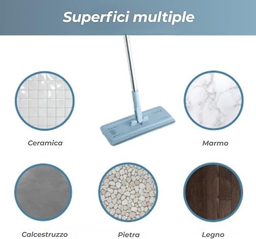 Miniatura 3 de EasyGleam - Juego de fregona y cubeta azul de microfibra con mango de acero inoxidable, innovador cubo de doble cámara para uso húmedo y seco. 4