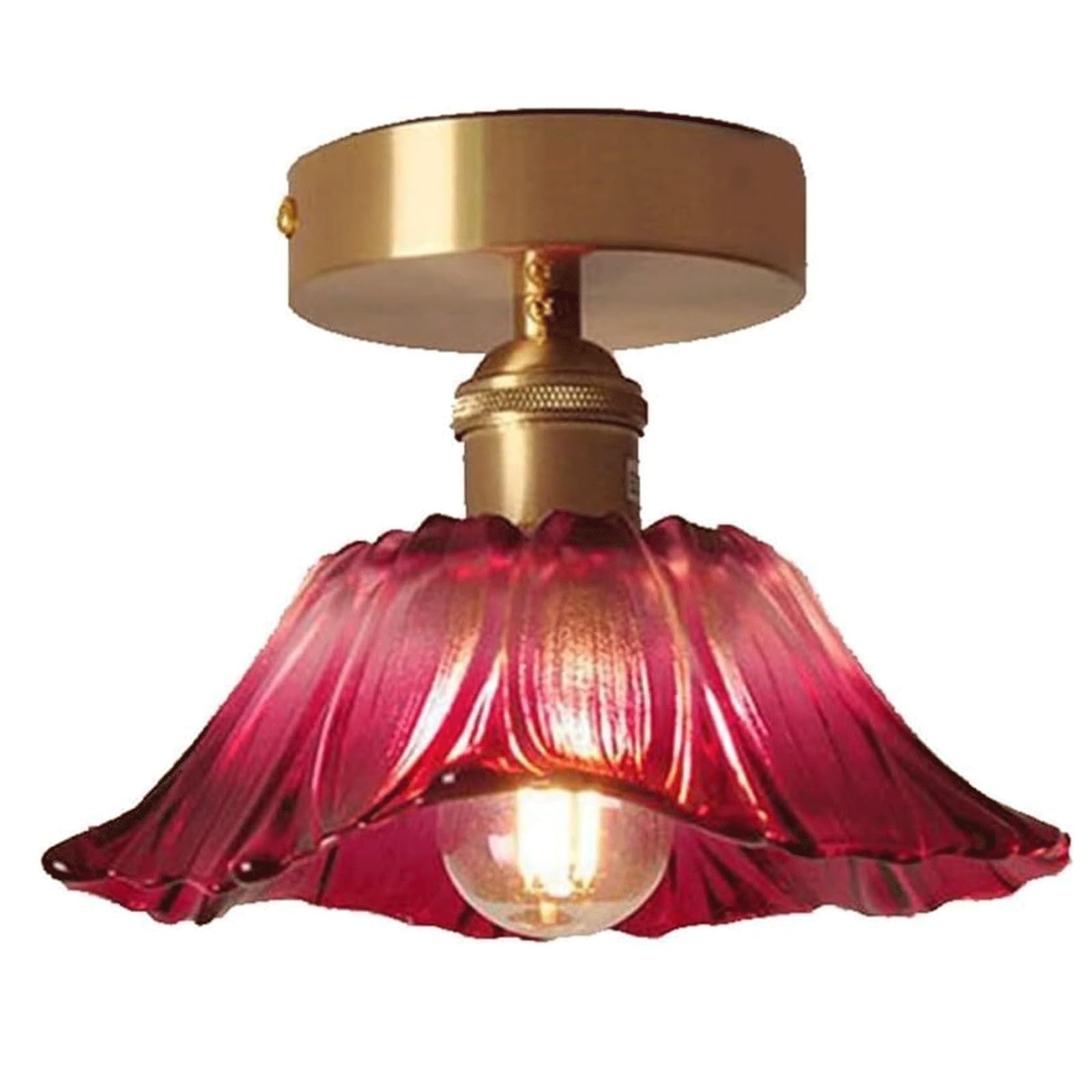 DUddTTW Red Ceiling Light Fixture Floral Semi Flush Mount Lighting Glass Ceiling Lamp Chandelier Entryway Close to Ceiling Light Vintage