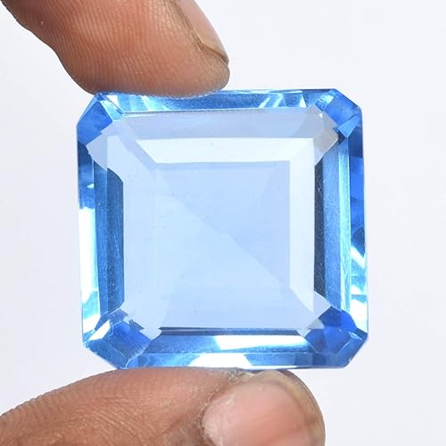 Vista 2 de Topacio Azul 145.00 Ct Topacio Brasileño Cuadrado Topacio Azul Piedra Preciosa Suelta, Piedra, Topacio fabricado