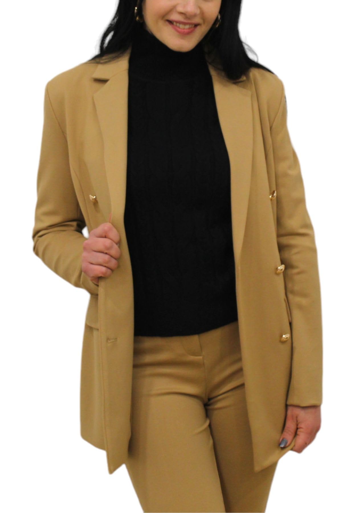 Gaudi Giacca Blazer in Punto Stoffa Doppiopetto 321BD34002 Marrone Chiaro Marrone S
