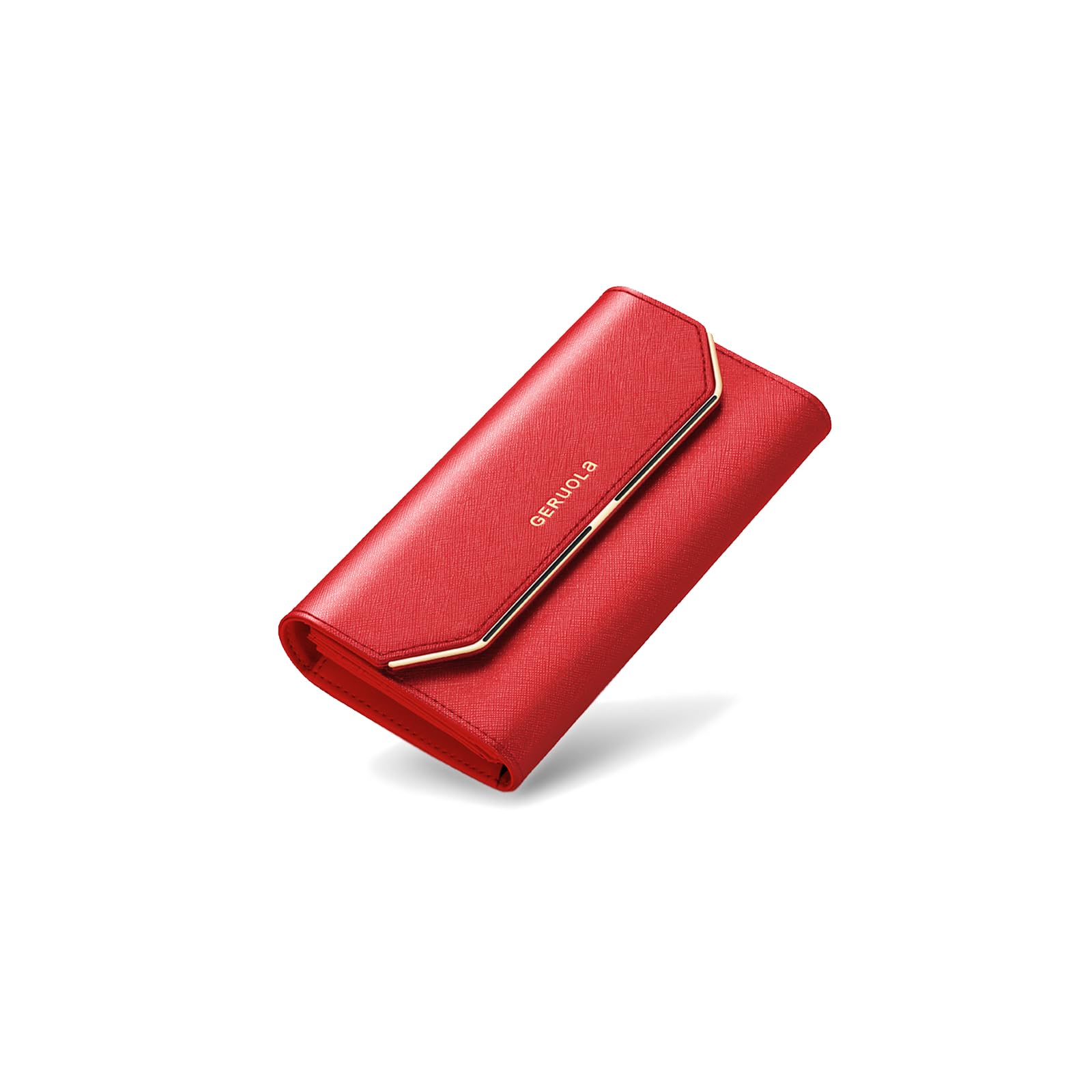 Cartera Mujer Monedero Gran Piel Auténtica Billetero RFID Bloqueo Larga Wallet Rojo