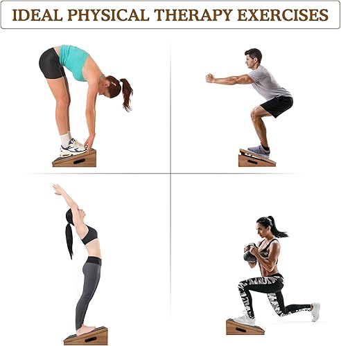 Miniatura 8 de Tabla inclinada para estiramientos de pantorrillas, tabla inclinada de madera portátil para estiramiento de pantorrillas, tabla de equilibrio