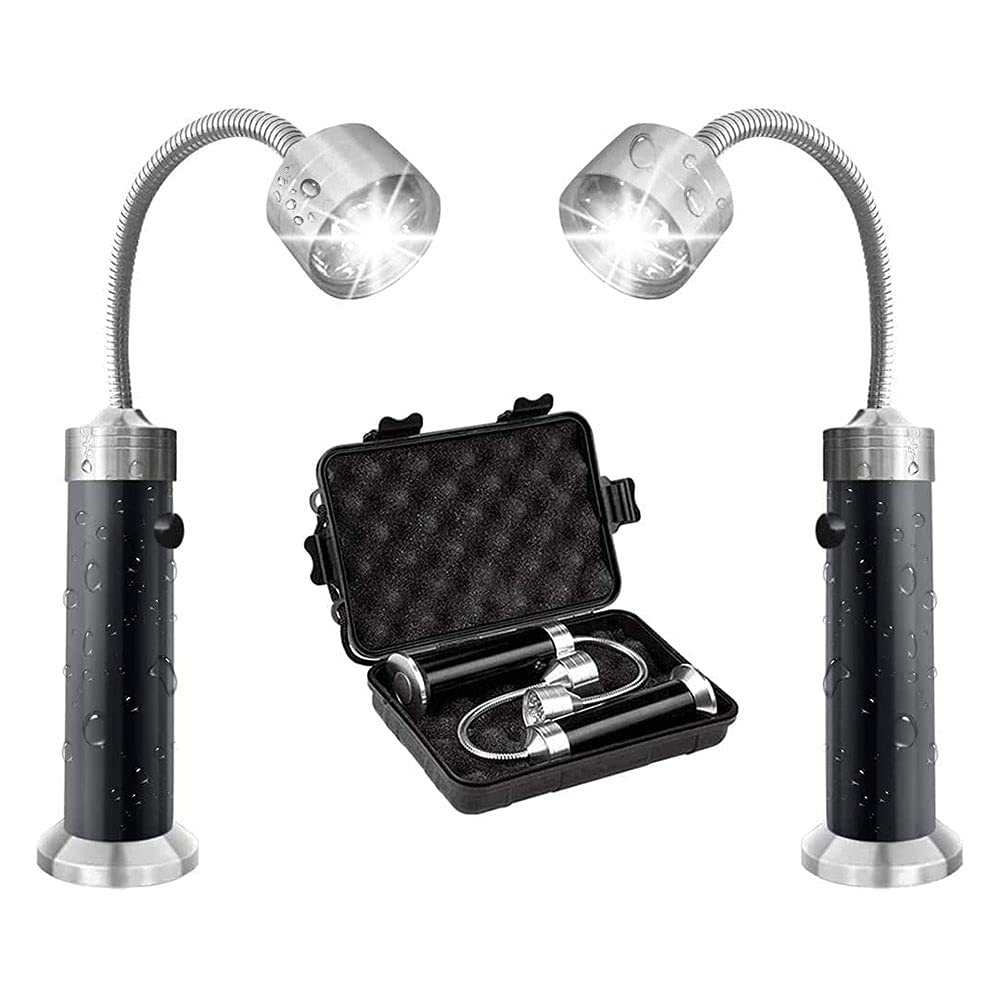 SEIWEI Juego de luces para parrilla, potente base magnética, luces LED superbrillantes para barbacoa, cuello de cisne flexible de 360 grados con caja de almacenamiento para luces de parrilla al aire