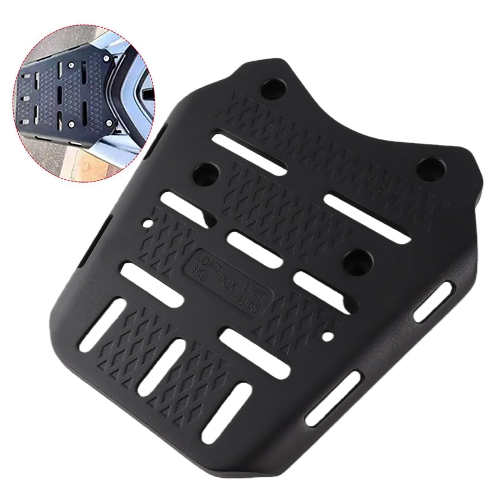 Porte-Bagages de Moto pour PCX 125 150 160 2014-2024, Alliage D'aluminium CNC pour PCX 125 150 160 2014-2024, étagère de Support de Bagages Arrière, Espace de Rangement (Black)