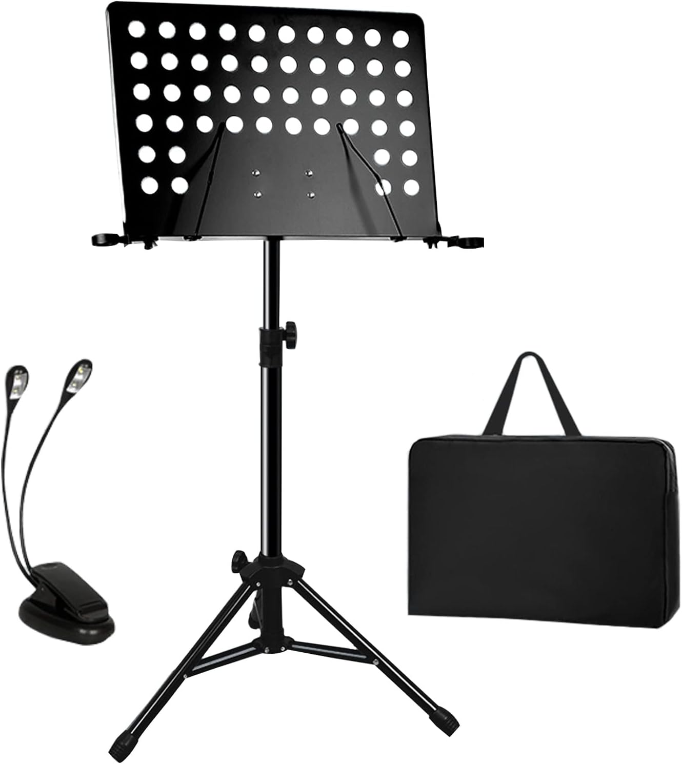 Folding Travel Holder Violin Music Stand, Metal Music Stand With Music Sheet Clip Holder, For Instrumental Performance Drums Keyboard, Books Holder, Music Stand For Guitar, Black Sheet Music Stand ( C