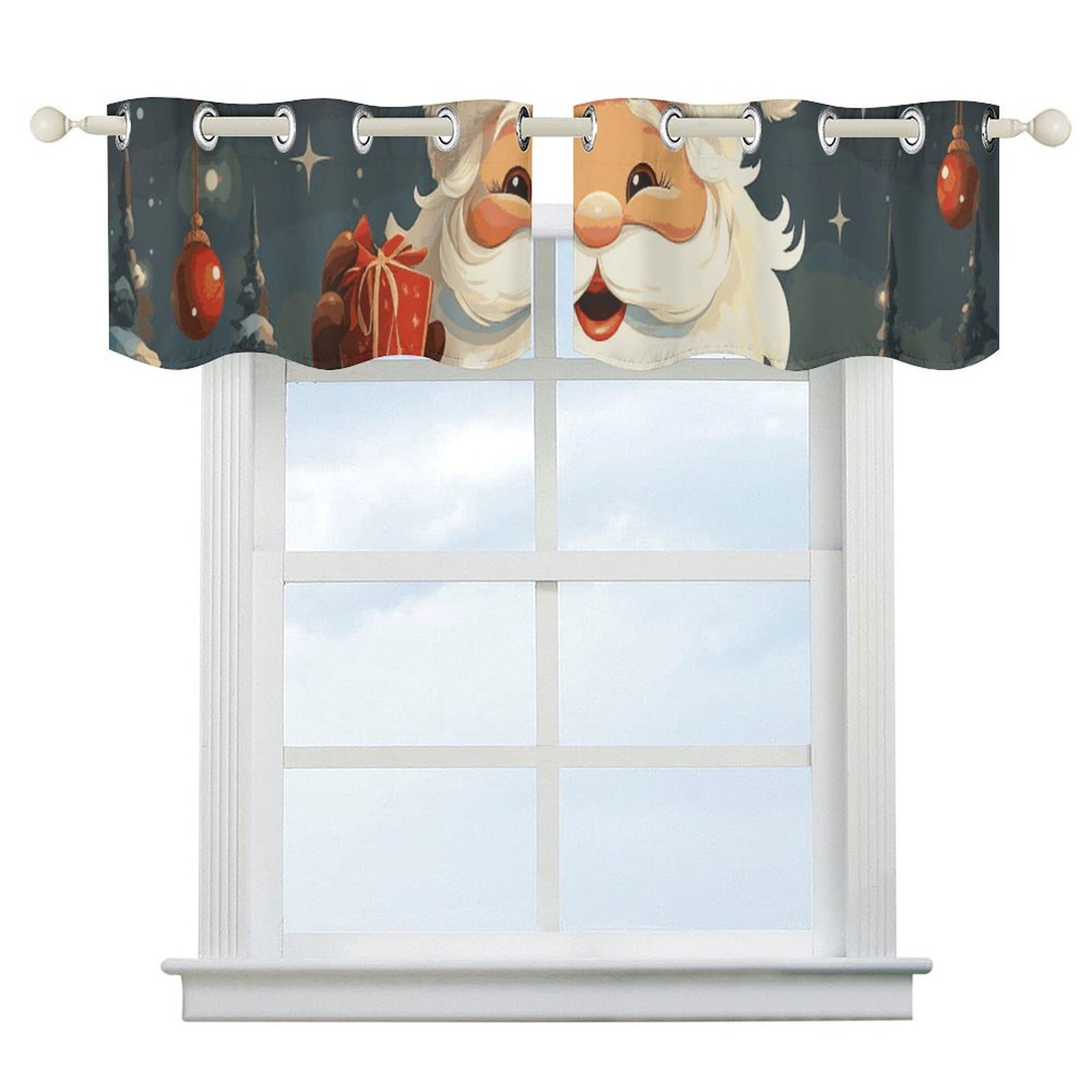 Rideaux occultants thermiques Père Noël 132x45cm pour bloquer la lumière