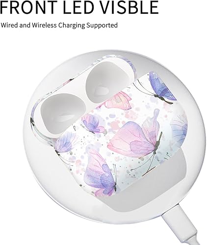 Miniatura 6 de Berkin Arts Funda para AirPods Pro de 2 generación, funda protectora de TPU ultra delgada con mosquetón con acuarela rosa mariposa ilustración