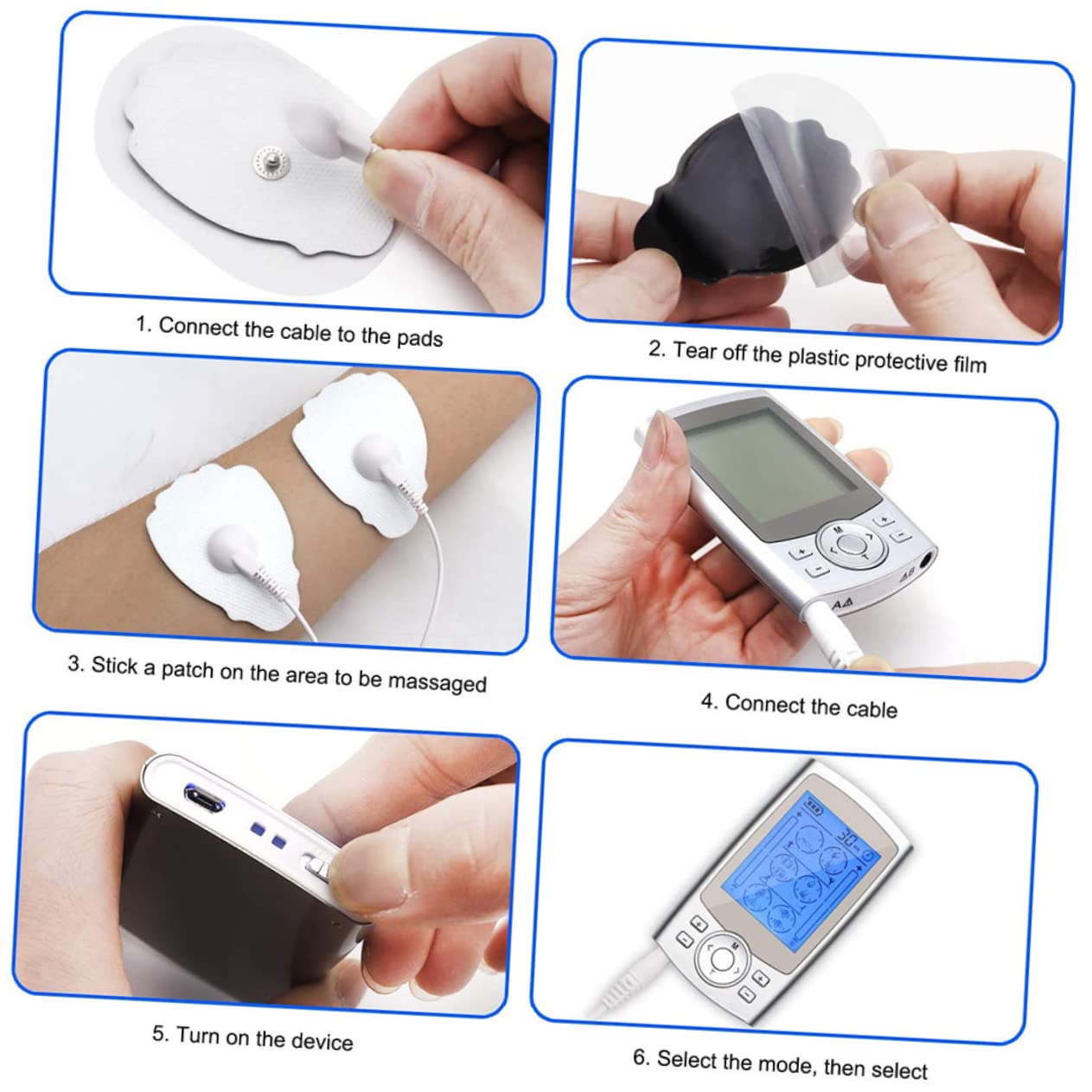 FOMIYES Masajeador de Espalda y Pulso de Baja Frecuencia, 8 Parches de Abs y Goma, para Uso en Casa y Tiendas de Masaje, Color Plata