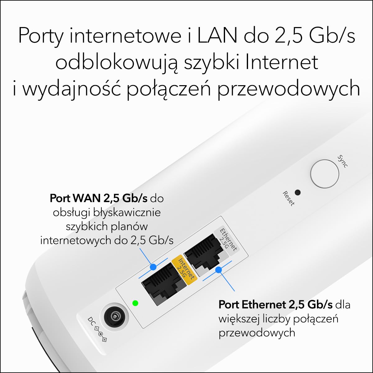 Dwupasmowy system Mesh WiFi 7 NETGEAR Orbi serii 370 do użytku domowego (RBE373) — router + 2 wzmacniacze, funkcje zabezpieczeń, 3,6 Gb/s, zasięg 360 m2, 70 urządzeń, port internetowy 2,5 GB, BE3600