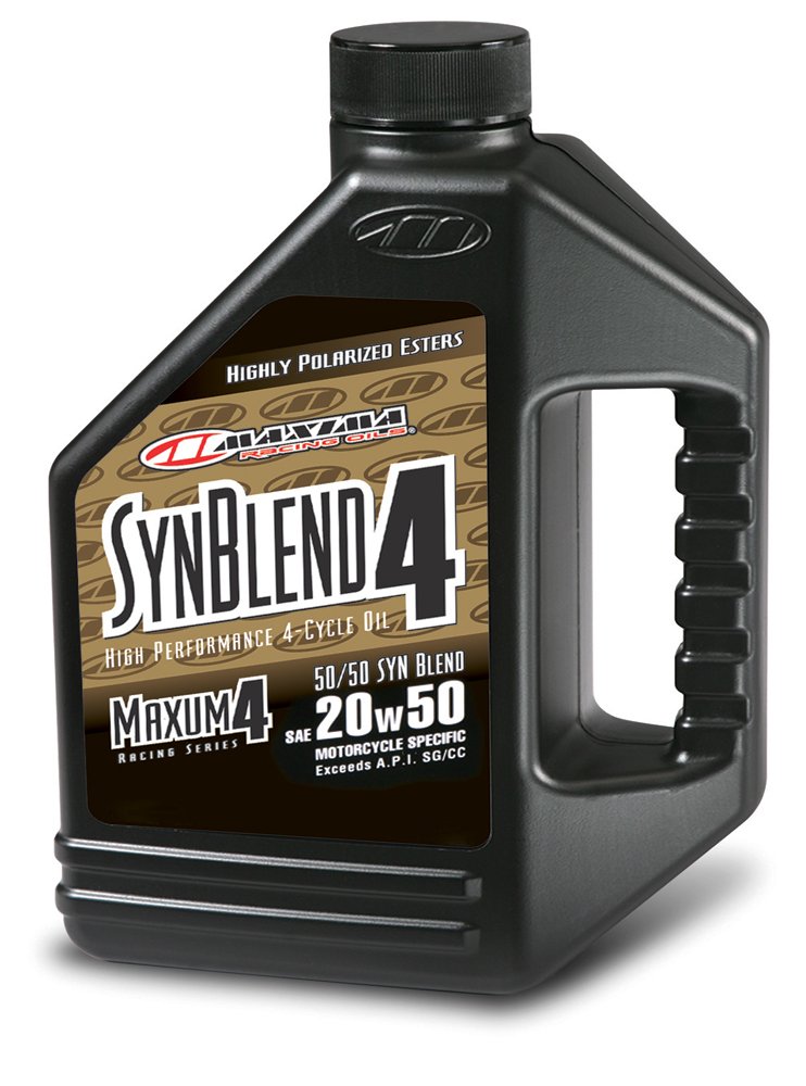 Maxima Racing Oils 359128B-2PK Syn Blend4 20w50 Synthetic Blend Motorcycle Engine Oil 1G Bottle, 2-Pack