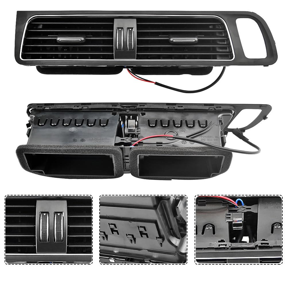 Grille d'aération centrale pour tableau de bord avant de la voiture Compatible avec Audi Q5 2009-2018 8R1820951GWVF-PT