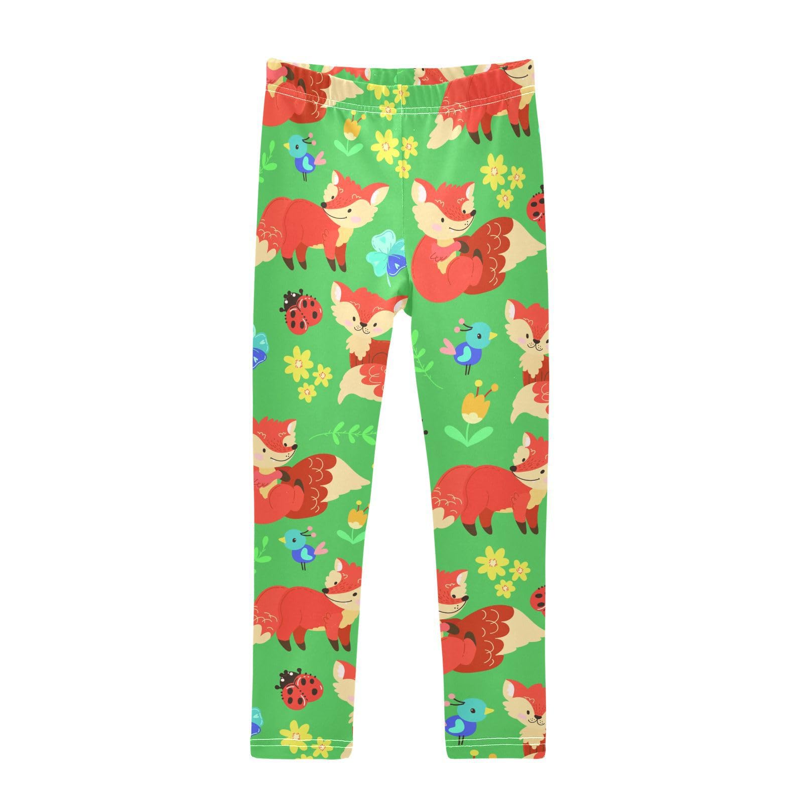 Youjuner Girls Multicoloured Leggings Cute Fox Full Length Trousers Stretchy Casual Wear Kids Pants For Age 4-10 Child