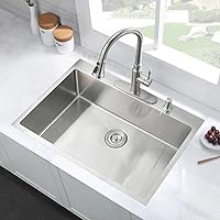 Vista 3 de 25 x 22 Inch Drop in Kitchen Sink 16 Gauge Stainless Steel Kitchen Sink 2-Holes 10 inch Single Bowl
