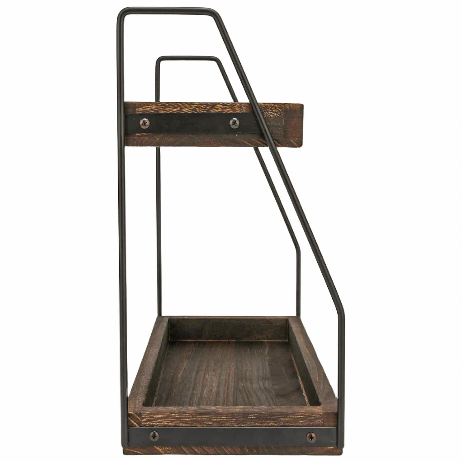 XUDREZ Kaffee Organizer, 2-stöckig Kaffeebar Zubehör Organizer Holz kaffeestation tassenregal, Küchenorganizer Gewürzregal Holz Gewürzaufbewahrung für Küche, Zuhause, Büro
