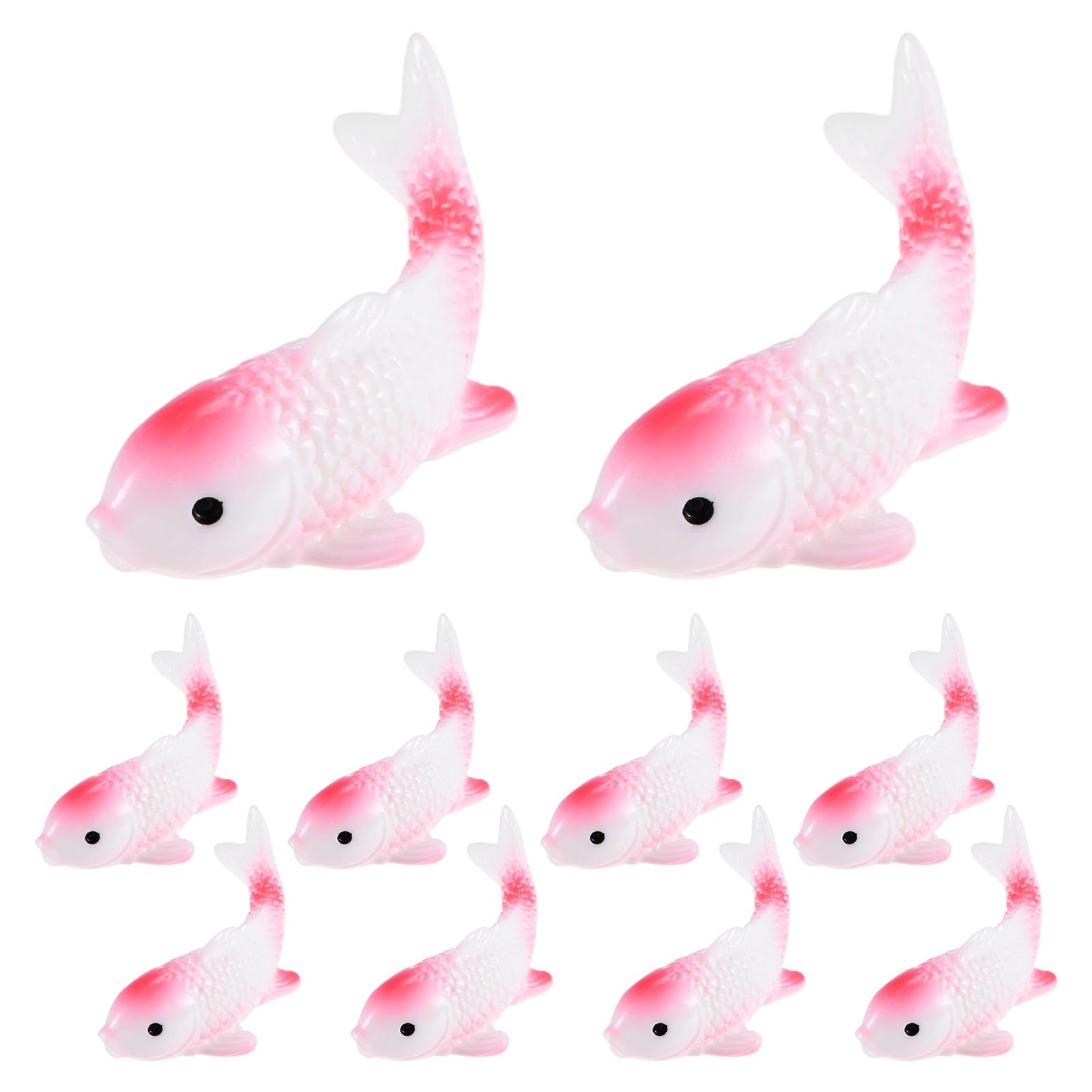 M METERXITY 10-Pack Mini Fake Koi Goldfish Figurines, Resin Miniature Fake Goldfish Realistic Ornament Tiny Figurines Decor Bulk for Aquarium/Fairy Garden/Tank Decor [Large, Pink]