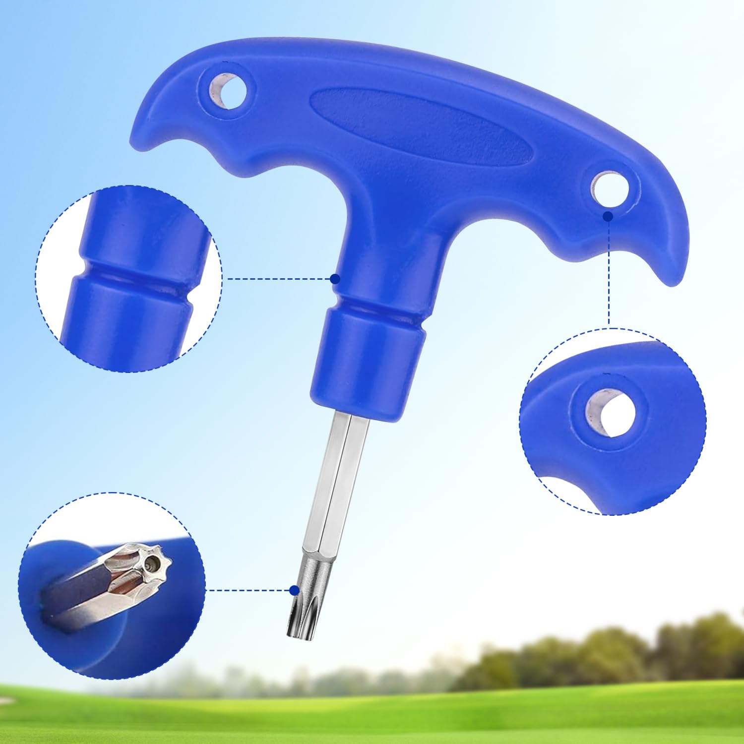 Llave de Golf, Herramienta de Golf Ajustable, Llave de Golf con Mango de plástico, Herramienta de Golf de Acero Inoxidable, Llave de Golf para Palos de Golf, Eje del Driver