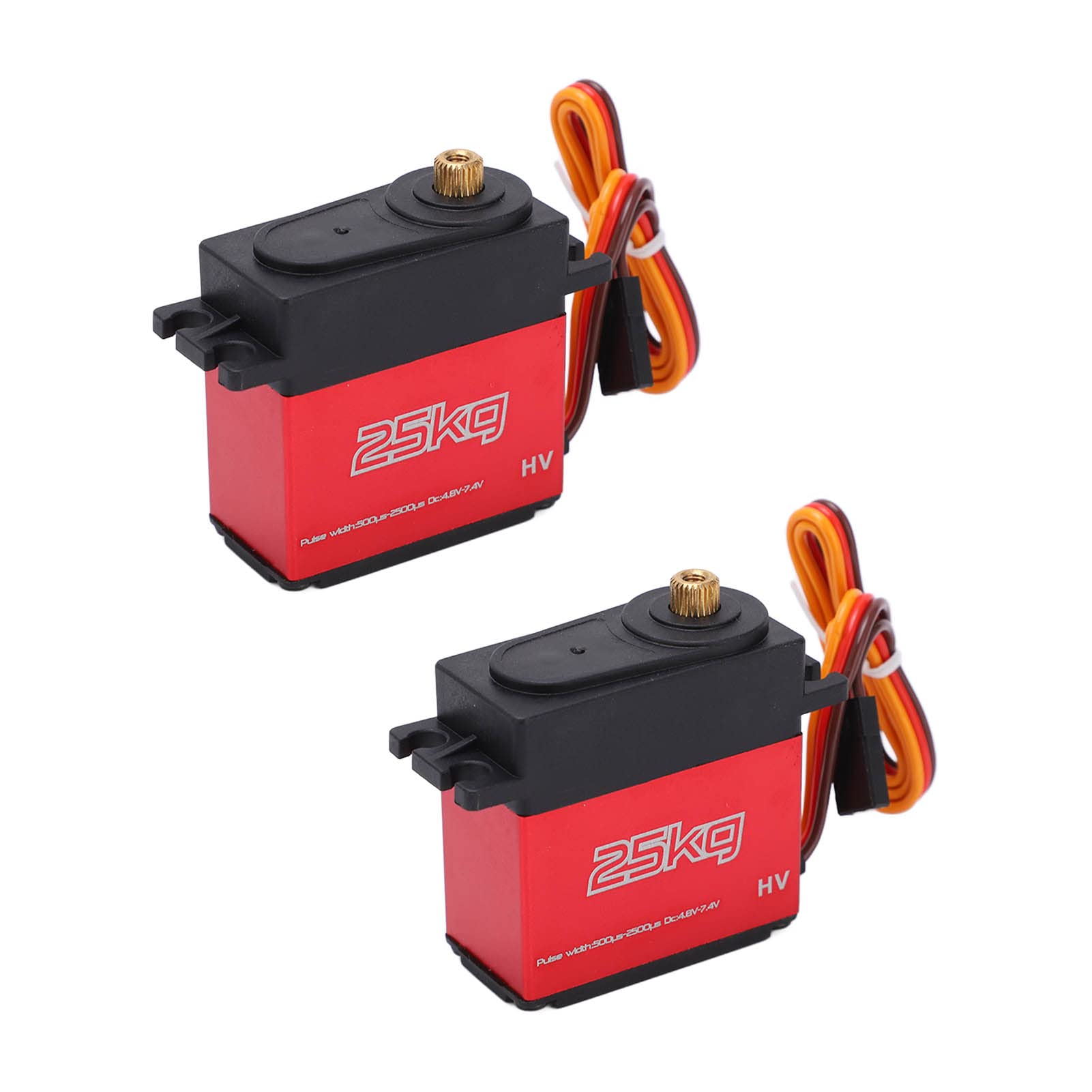 25 KG Servo Digital de Alto Torque Engranaje de Metal Completo Engranaje de dirección Impermeable para Coches RC 1/10 1/8 Aleación de Aluminio Rojo 40x20x40,5 mm 2 Juegos