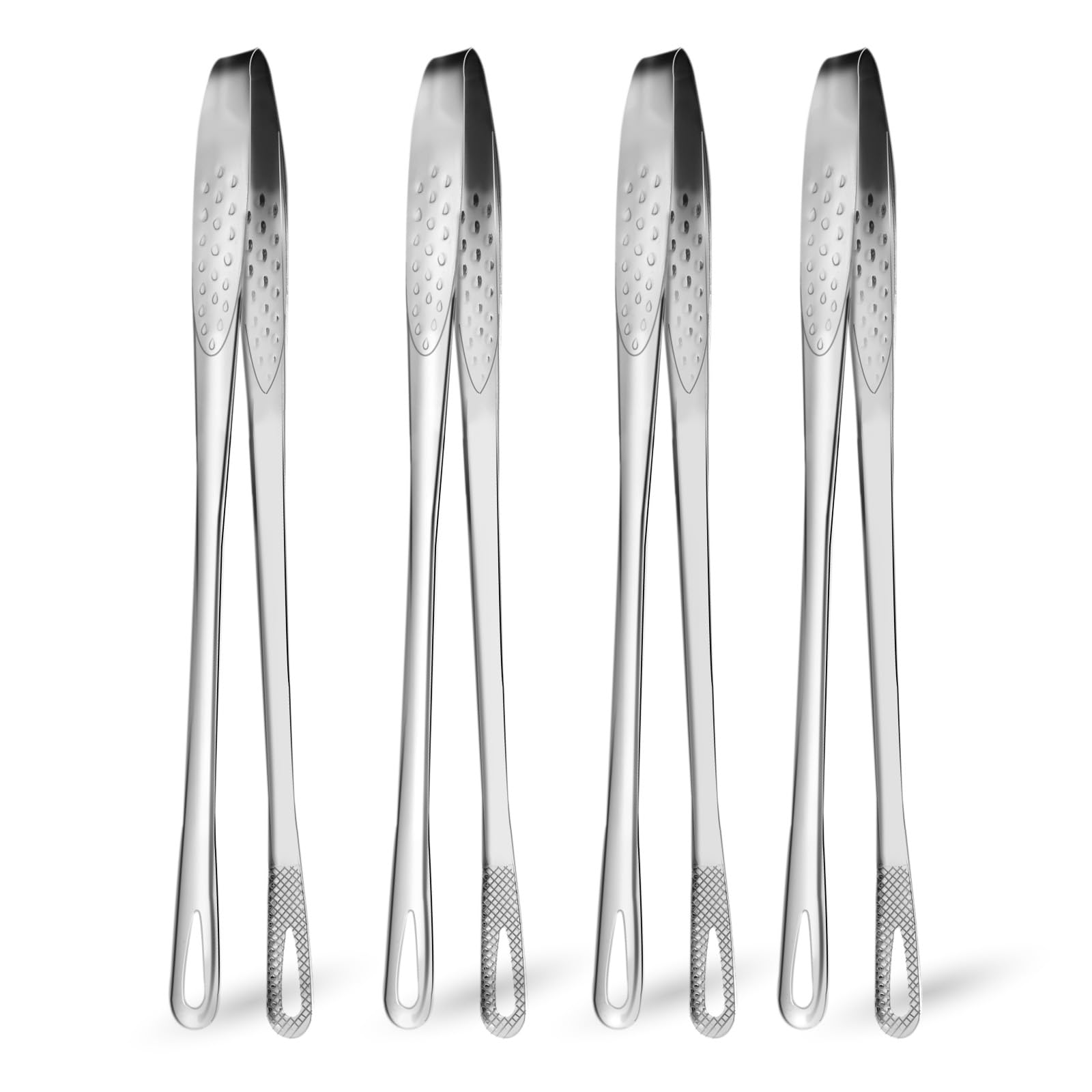 KALIONE 9.5 inch Kitchen Tweezers BBQ Tongs Korean and Japanese Cooking Tongs, 304 Stainless Steel Serving Tongs Kitchen Buffet Tongs, Clamp Tool for Cooking Salad Barbecue Buffet Meat(4 Pcs)