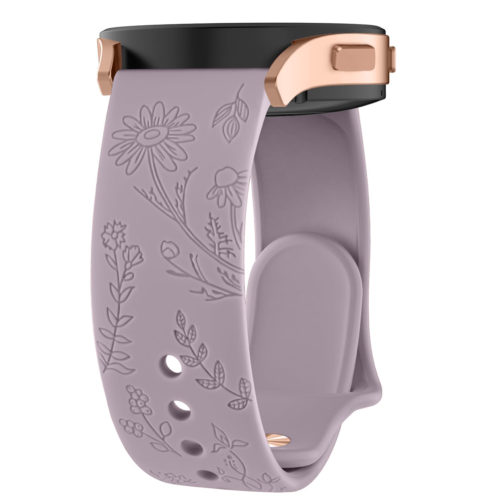 Tobfit Soft Floral Engraved Watch Band Strap Compatible for Samsung Galaxy Watch 4/4 Classic (Watch Not Included), 20mm Smartwatch Straps with Rust Free Button for Men & Women-picture-37