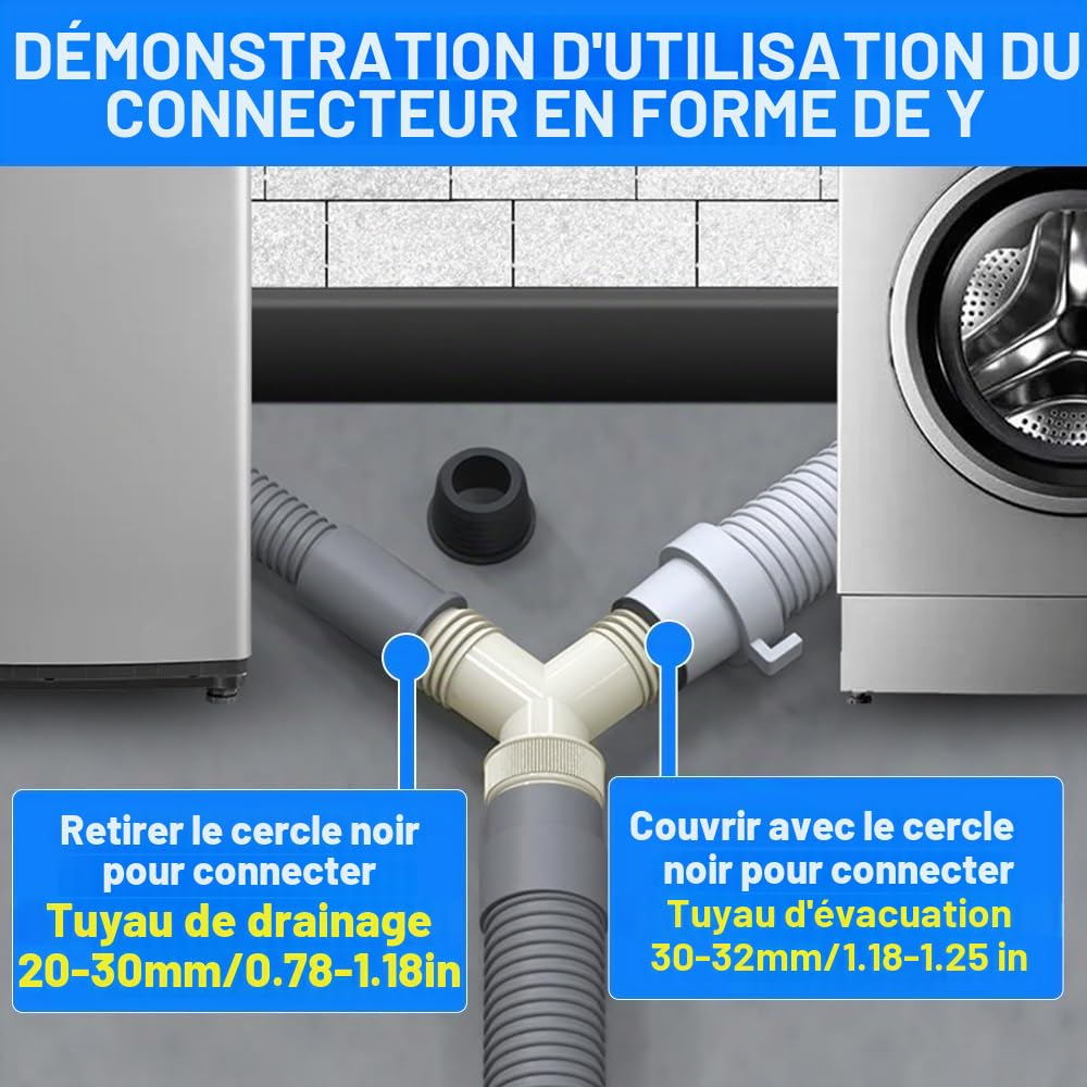 1 Pièce Double Evacuation Machine A Laver, Adaptateur De Vidange Pour Machine À