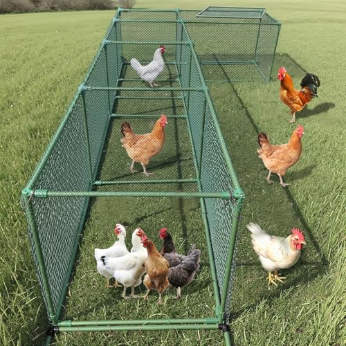 Blulu 1 Set Chicken Tunnel DIY Kit Chicken Run for Outside Modular Design Rust-Proof Expandable Heavy Cube Runway for Yard with Cover Outdoor
