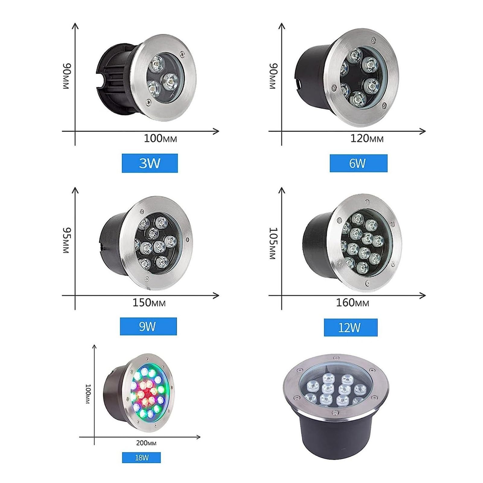 Faretto Subacqueo Incasso - LED Fontana Ad Anello Luce, Faretti Piscina 12 V, Illuminazione Subacquea Impermeabile IP68 In Acciaio Inossidabile, Faretti Piscina, Per Parchi Luci Paesaggistiche ( Color
