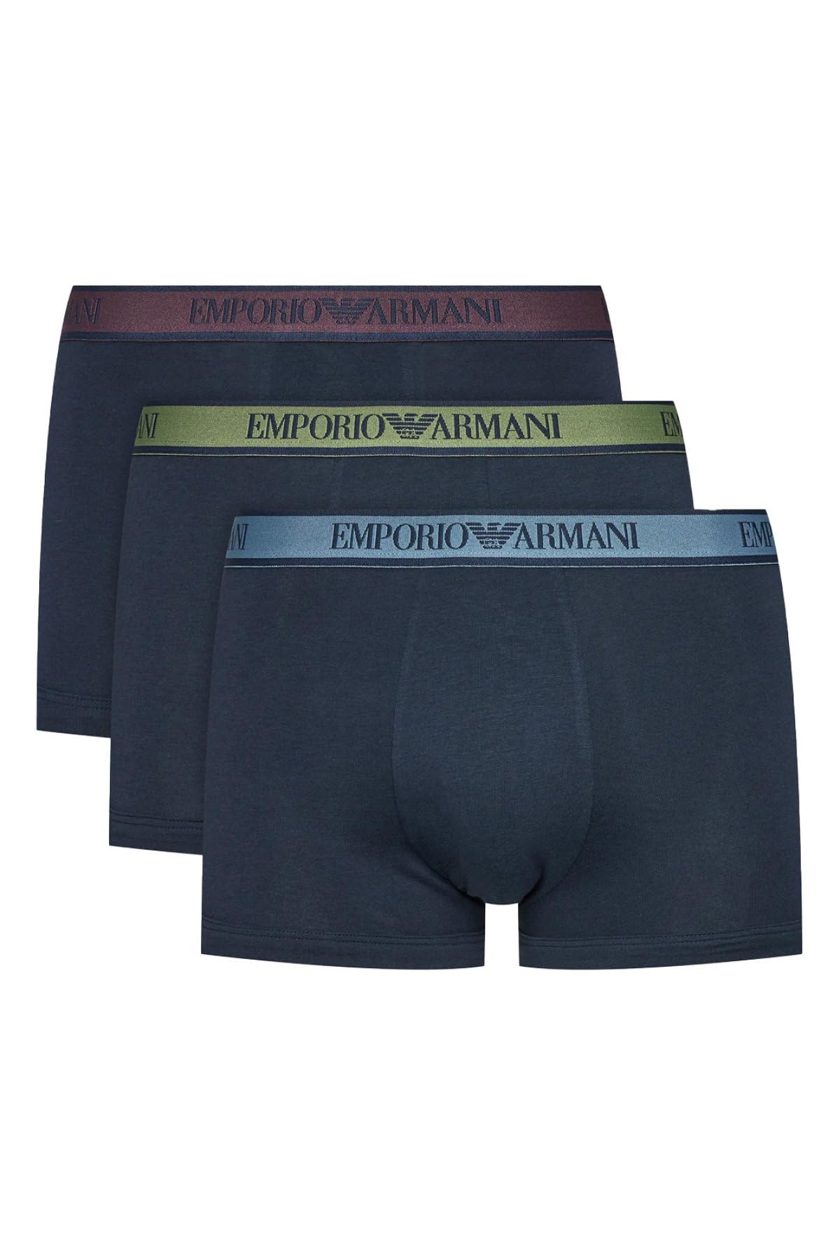 Emporio Armani Men's Marine/Marine/Marine Core Logoband 3-Pack Trunk, Xxl