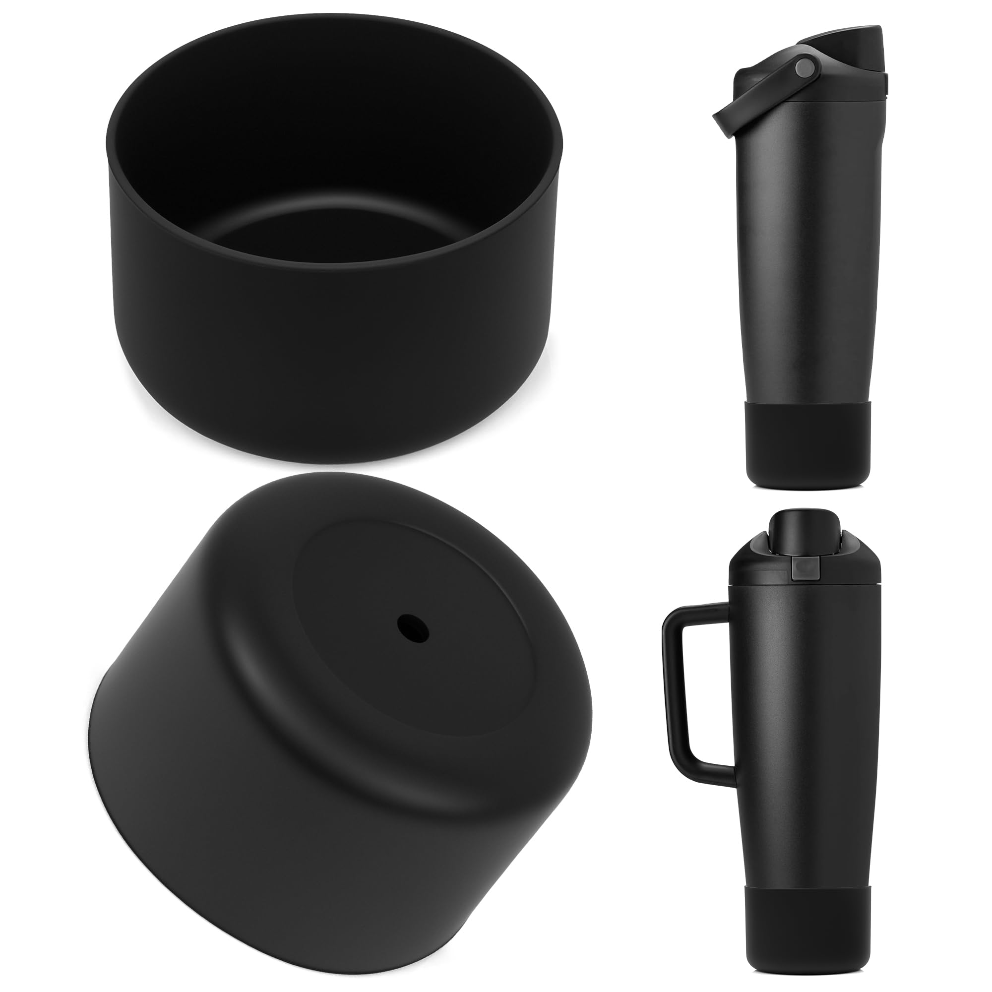 Linkidea 2 Pack Water Bottle Boot Compatible with Owala FreeSip Sway Bottle & Tumbler 30oz/40oz, Silicone Anti-Slip Bottle Bottom Sleeve Bumper Protector (Black)
