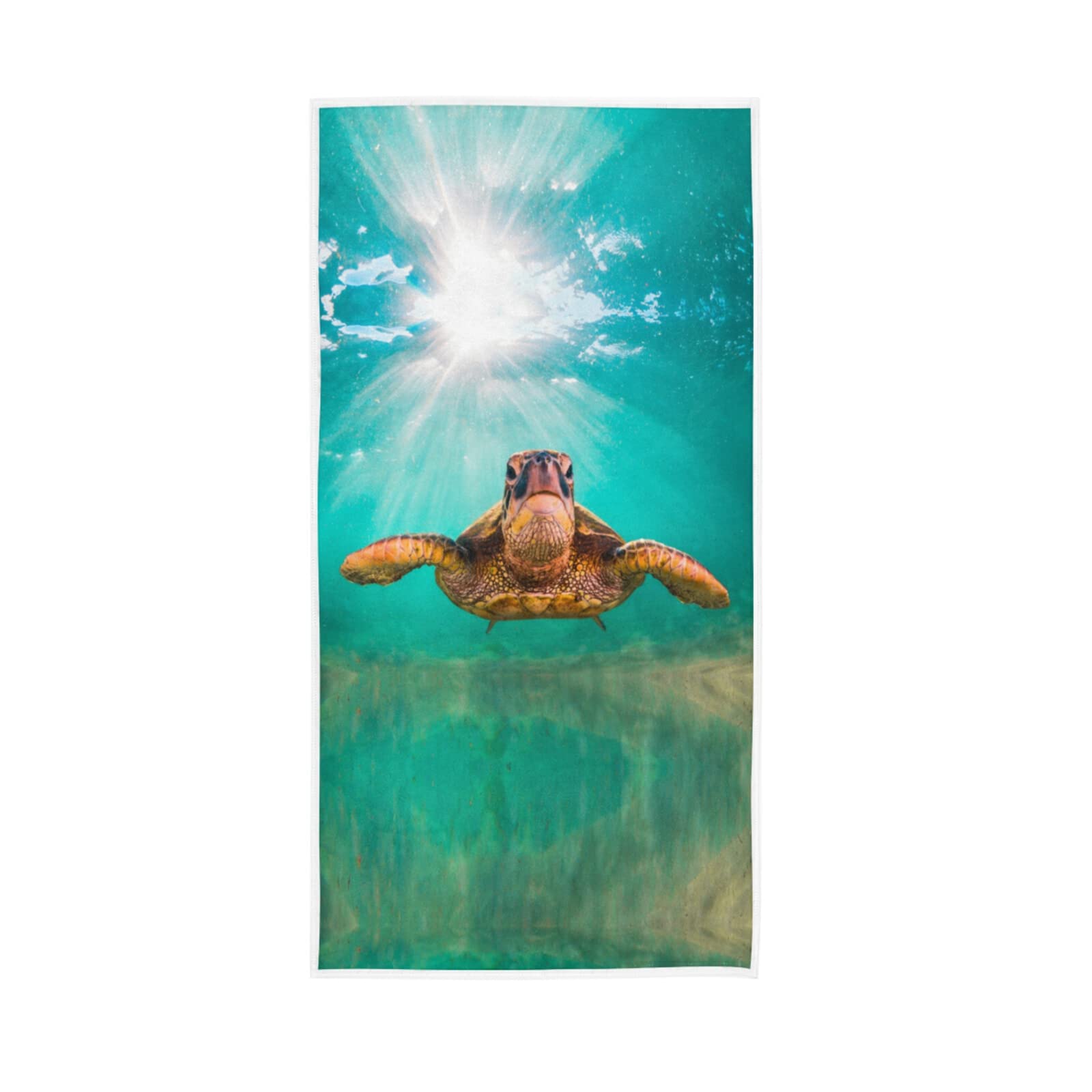 LSRCPD Hawaiian Green Sea Turtle in Turquoise Sea Water Underwater World Soft Hand Bath Towel 30" x 15" Thin Fast Drying Absorbent Soft Towels for Kitchen Gym Spa Hotel Beach