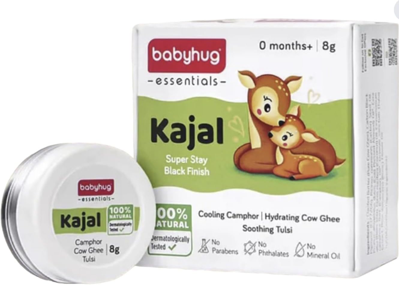 Babyhug 100% Natural Kajal - 8 g | Rich in USDA Certified Organic Ingredients such as Castor Oil, Coconut Oil, Rosehip Oil, Sweet Almond Oil & Bees Wax