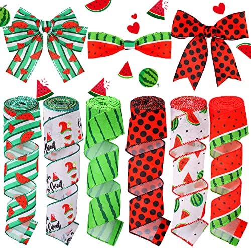Amazon.com: AnyDesign Summer Wired Edge Ribbon Watermelon Print Craft ...
