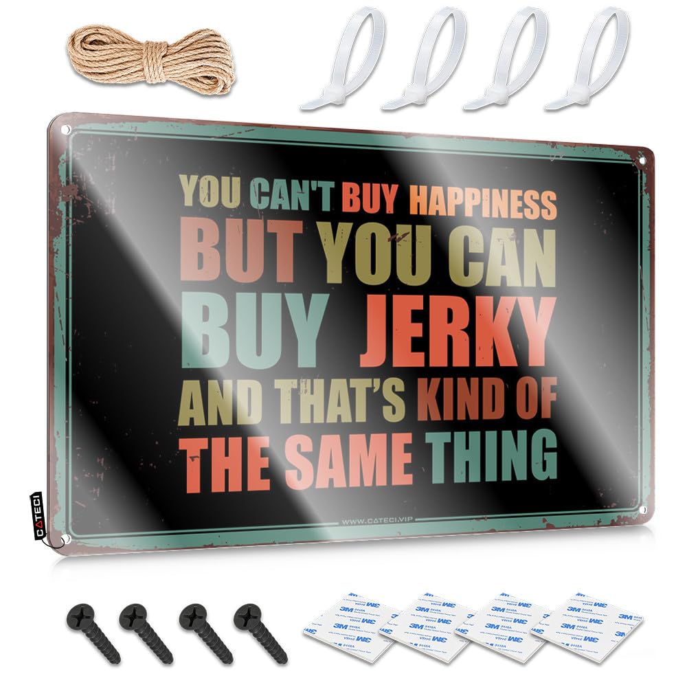 Fzfn Colour You Can't Buy Happiness But You Can Buy Jerky Metal Wall Decoration Kitchen Stuff Decorative | Funny Custom Hanging Art For Work Living Room(30X40cm)
