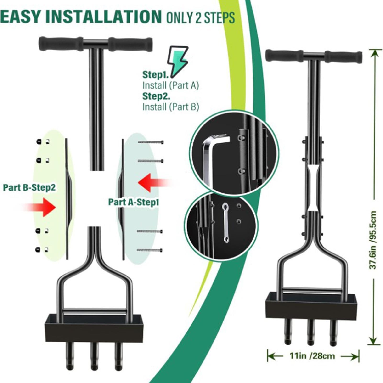 Aireador Manual de Césped para Suelos Compactados, 95x28cm