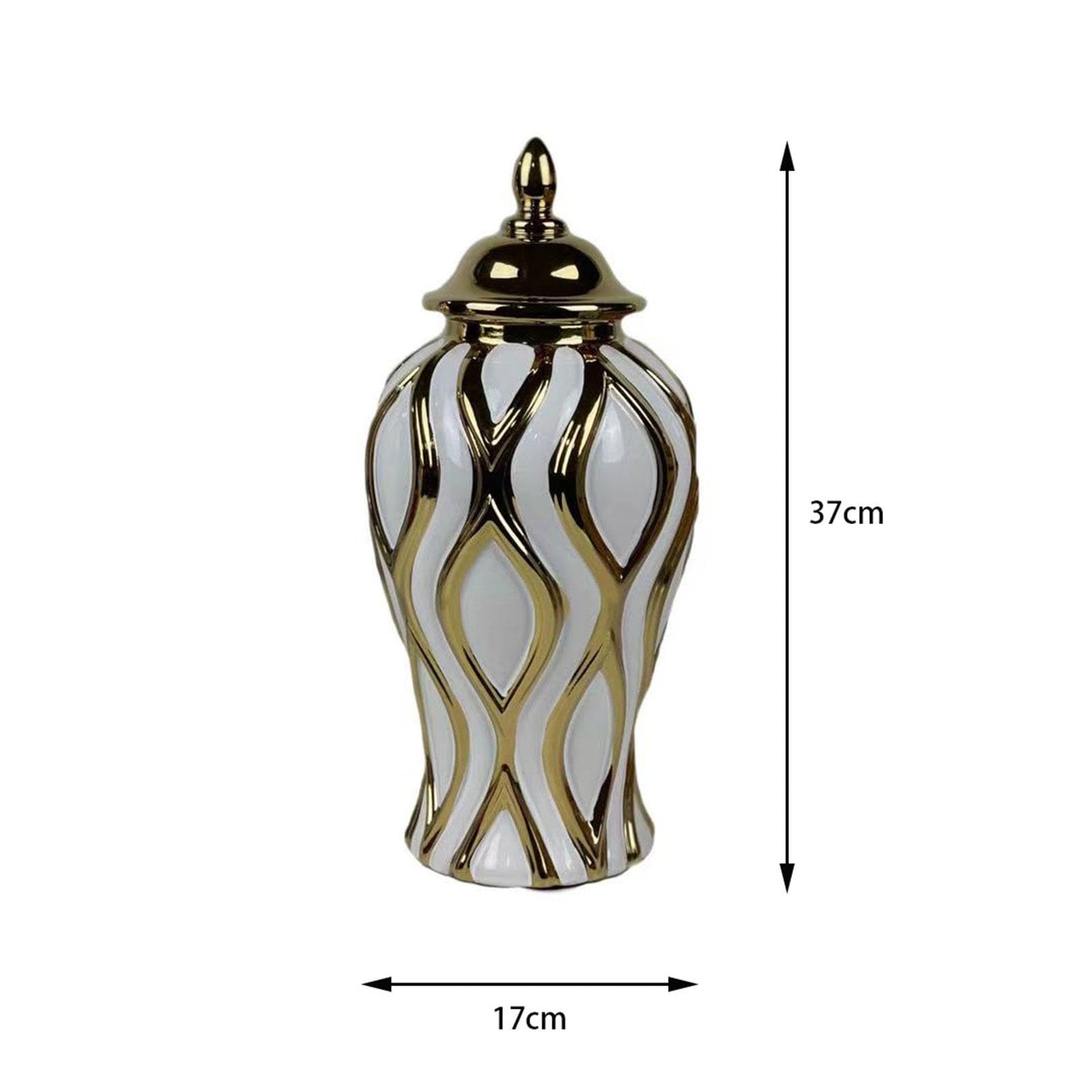 Weißgold-Porzellan-Ingwerglas mit Deckel, handgefertigt, dekorative Vase für Zuhause, Büro, Party, Dekoration, mittelgroßes Ingwerglas für den Schreibtisch
