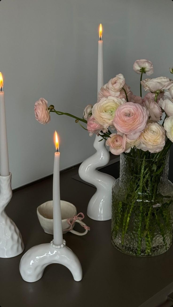 CW Studio Set di candele coniche non profumate, elegante design verticale scanalato, lunghe 7-8 ore di combustione, antigoccia, perfette per decorazioni per la casa, matrimoni, eventi e cene