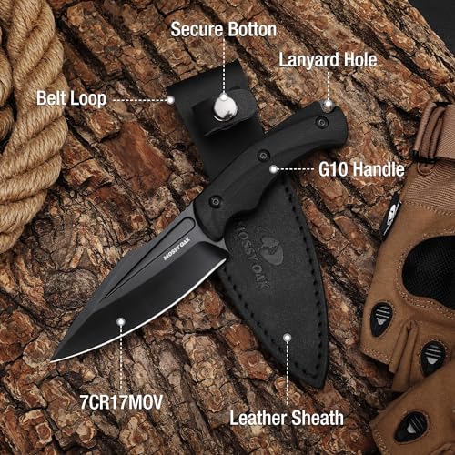 Mossy Oak Hunting Knife With Sheath, Full-Tang Fixed Blade Knife, Outdoor Knives For Survival thumb #4
