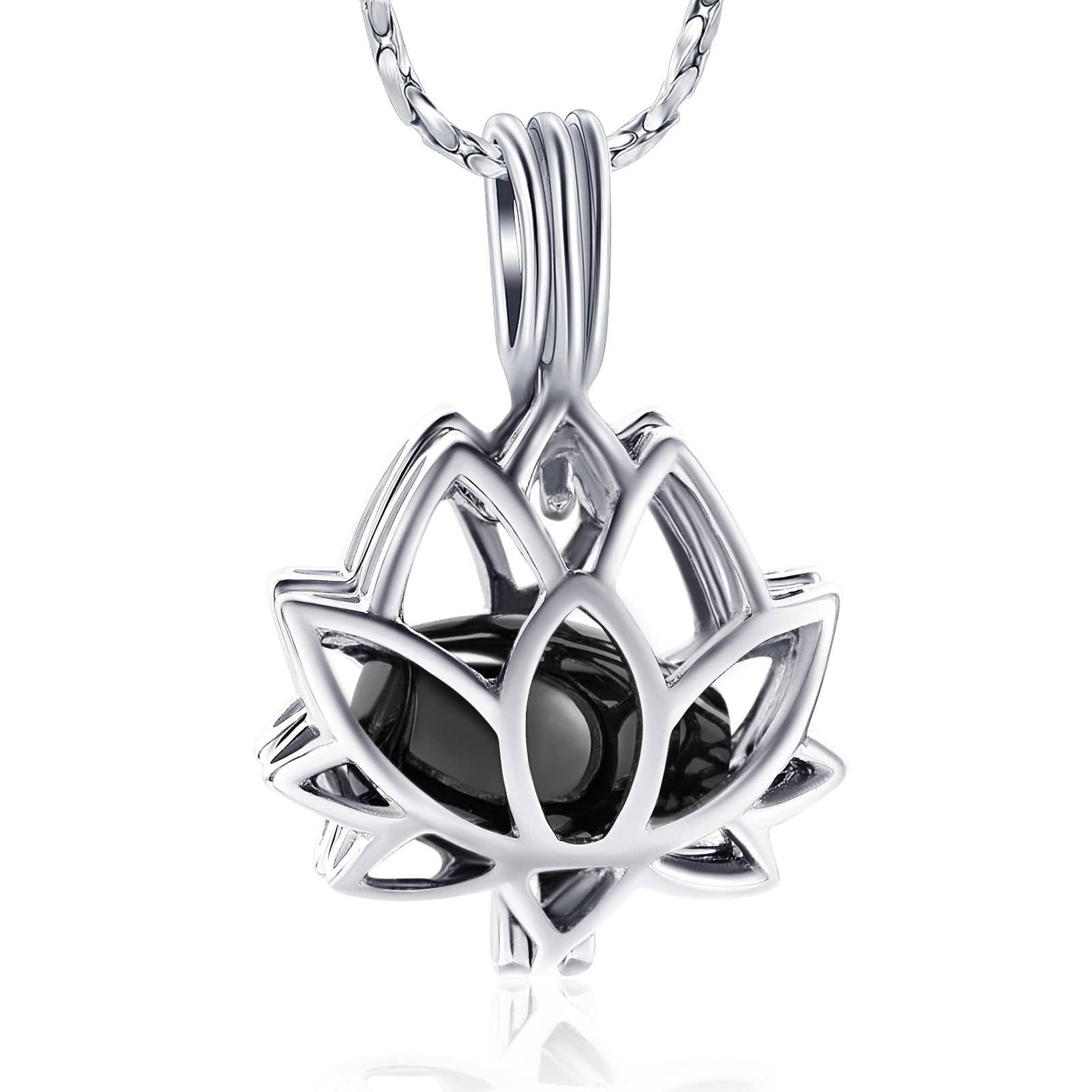 Imrsanl Cremation Jewelry for Ashes - Lotus Flower Ashes Pendant Necklace with Mini Keepsake Urn Memorial Ash Jewelry