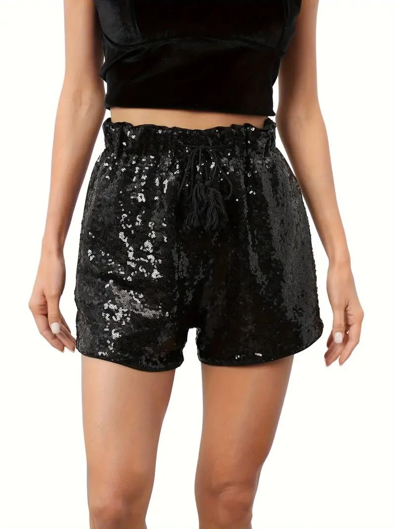 pink wings Women's Sequins Shorts Elastic Waist Shorts Hot Pants-picture-13